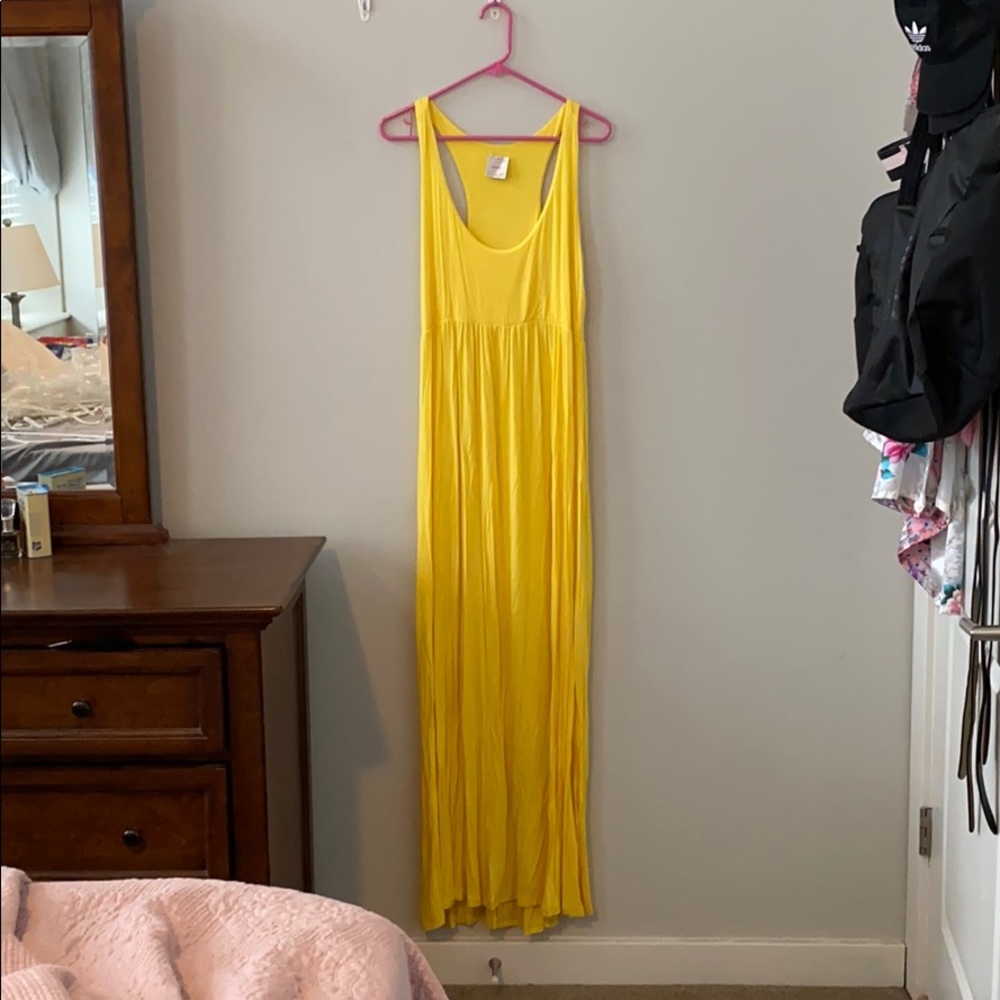 NYMPHE Yellow Stretchy Racerback Maxi Dress Size Large - Picture 2 of 8